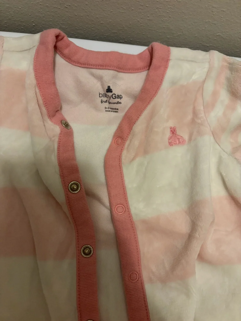 GAP Pink and Cream Striped Baby Footie